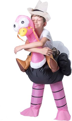 Spooktacular Creations Halloween Inflatable Costume Kids, Riding an Ostrich Blow-up Costume Hat Girls Pink Inflatable Suit in Kuwait