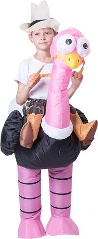 Spooktacular Creations Halloween Inflatable Costume Kids, Riding an Ostrich Blow-up Costume Hat Girls Pink Inflatable Suit in Kuwait