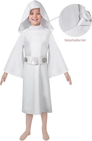 Princess Costume Kids Girls Force Knight Cosplay White Dress Belt Outfit for Birthday Halloween in Saudi Arabia