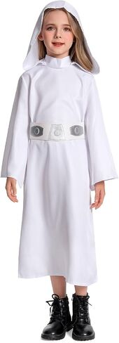 Princess Costume Kids Girls Force Knight Cosplay White Dress Belt Outfit for Birthday Halloween in Saudi Arabia