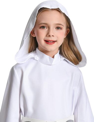Princess Costume Kids Girls Force Knight Cosplay White Dress Belt Outfit for Birthday Halloween in Saudi Arabia
