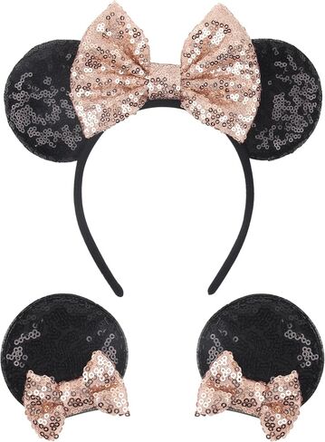 Shiny Mouse Ears Headband and Hair Clips in Kuwait