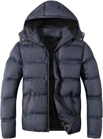 MYJAJAYI Mens Puffer Jackets Insulated Winter Jacket Hood Winter Outwear Water-Resistant in Saudi Arabia