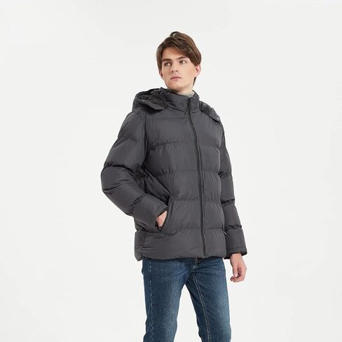 MYJAJAYI Mens Puffer Jackets Insulated Winter Jacket Hood Winter Outwear Water-Resistant in Saudi Arabia