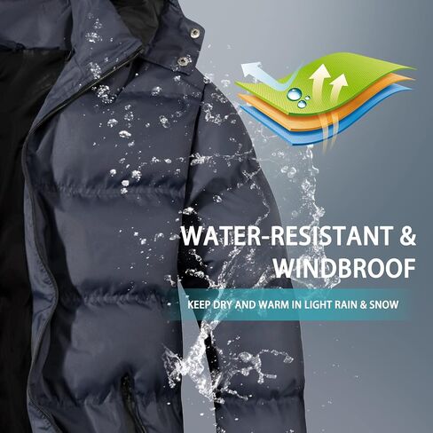 MYJAJAYI Mens Puffer Jackets Insulated Winter Jacket Hood Winter Outwear Water-Resistant in Saudi Arabia