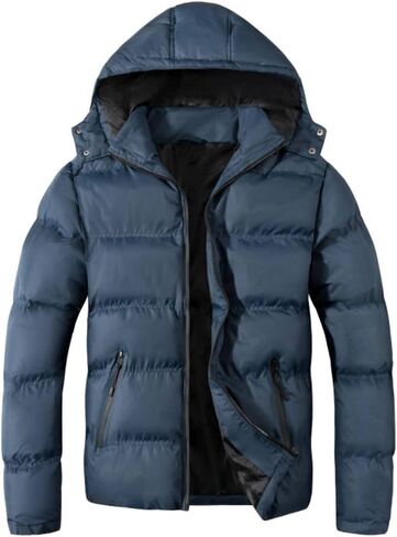 MYJAJAYI Mens Puffer Jackets Insulated Winter Jacket Hood Winter Outwear Water-Resistant in Saudi Arabia