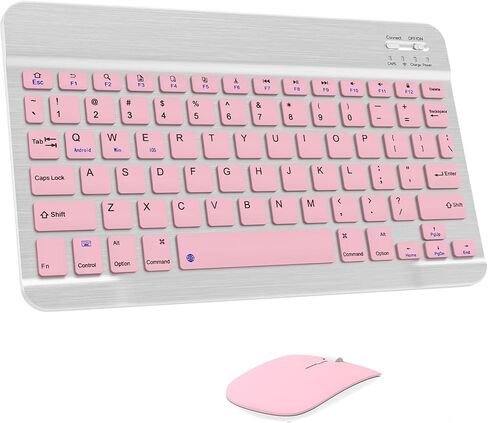 Bluetooth Keyboard & Mouse Combo, QWERTY Layout, 10 inch Ultra-Slim Wireless Keyboard, Lag-Free, Silent Keyboard Compatible with iPhone iPad Computer Tablet Keyboard in Saudi Arabia