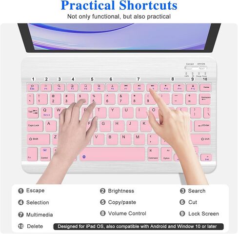 Bluetooth Keyboard & Mouse Combo, QWERTY Layout, 10 inch Ultra-Slim Wireless Keyboard, Lag-Free, Silent Keyboard Compatible with iPhone iPad Computer Tablet Keyboard in Saudi Arabia