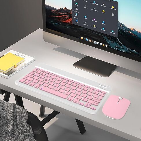Bluetooth Keyboard & Mouse Combo, QWERTY Layout, 10 inch Ultra-Slim Wireless Keyboard, Lag-Free, Silent Keyboard Compatible with iPhone iPad Computer Tablet Keyboard in Saudi Arabia