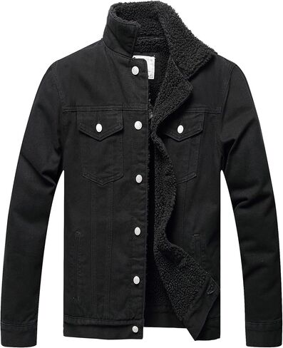 LZLER Men's Fleece Jean Jacket Winter Cotton Sherpa Lined Denim Fur Trucker Jacket in Kuwait