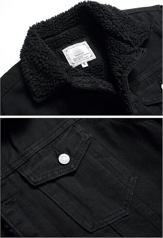 LZLER Men's Fleece Jean Jacket Winter Cotton Sherpa Lined Denim Fur Trucker Jacket in Kuwait