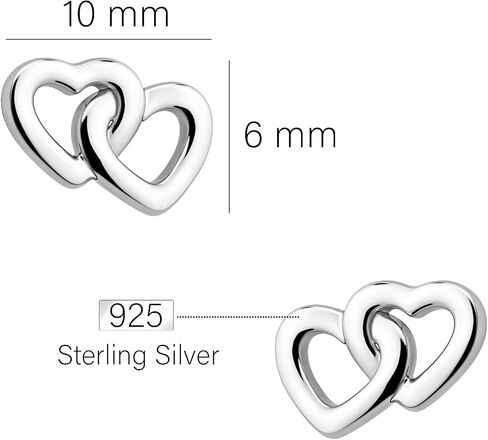 SOFIA MILANI - Solid 925 Sterling Silver Earrings for Women - Heart Stud Earrings - 20782 in Kuwait