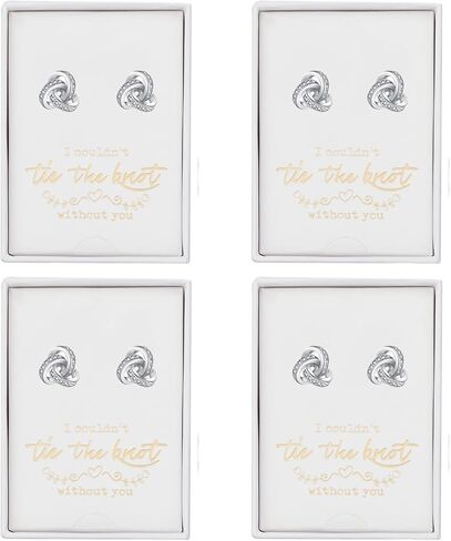 Bridesmaids Earrings Set Bridesmaid Proposal Gifts I Couldn't Tie The Knot Without You Wedding Jewelry Bridesmaids Gifts Love Knot Earrings Set of 4/6 in Kuwait