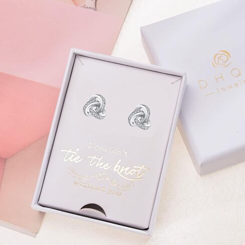 Bridesmaids Earrings Set Bridesmaid Proposal Gifts I Couldn't Tie The Knot Without You Wedding Jewelry Bridesmaids Gifts Love Knot Earrings Set of 4/6 in Kuwait