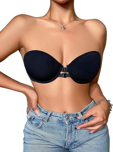Milumia Women's Strapless Push Up Bra Front Closure Bandeau Bra Unpadded in Saudi Arabia