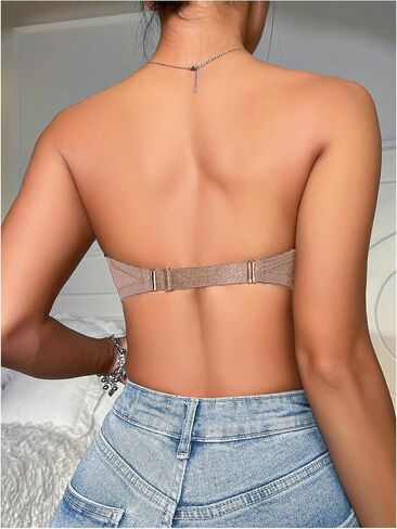 Milumia Women's Strapless Push Up Bra Front Closure Bandeau Bra Unpadded in Saudi Arabia