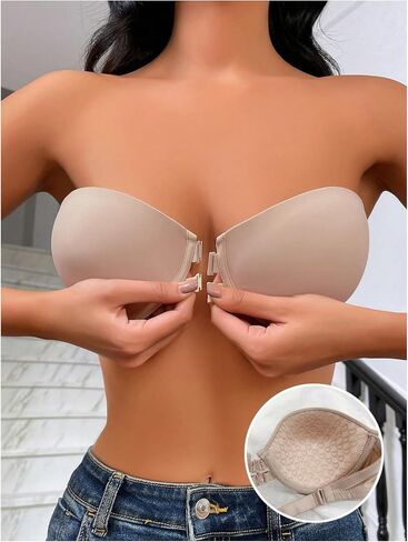 Milumia Women's Strapless Push Up Bra Front Closure Bandeau Bra Unpadded in Saudi Arabia