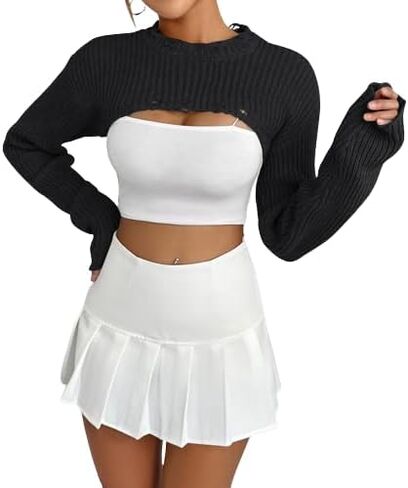 OCUH Women's Pullover Sweaters Bolero Shrug Shrug for Women Y2k Tops Knit Bolero Bolero Sweater for Women in Kuwait