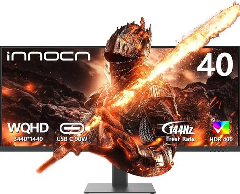 INNOCN 27" Monitor 120Hz FHD 1920 x 1080p IPS PC Computer Desktop Gaming Display Built-in Speaker, Eyes Care, Height/Pivot Adjustable, HDMI, VGA, VESA Mountable - Black, 27D1FR in Saudi Arabia