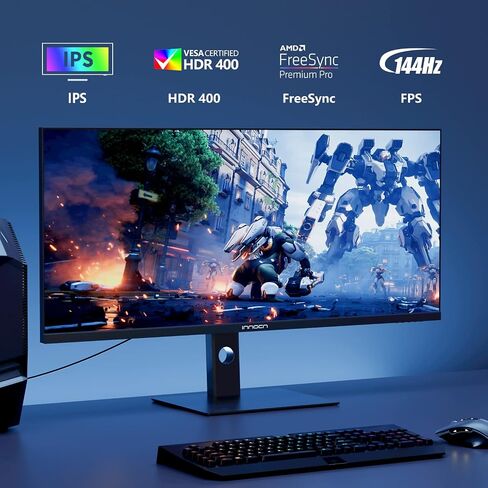INNOCN 27" Monitor 120Hz FHD 1920 x 1080p IPS PC Computer Desktop Gaming Display Built-in Speaker, Eyes Care, Height/Pivot Adjustable, HDMI, VGA, VESA Mountable - Black, 27D1FR in Saudi Arabia