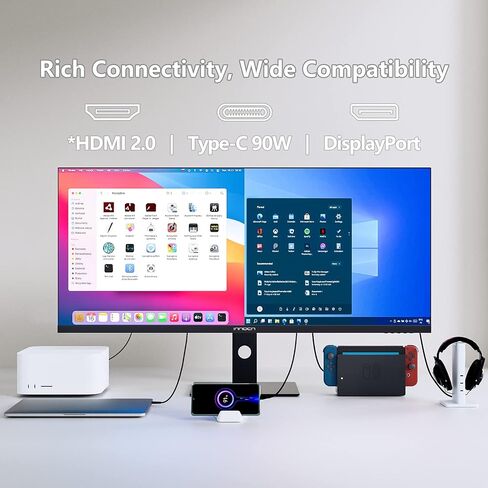 INNOCN 27" Monitor 120Hz FHD 1920 x 1080p IPS PC Computer Desktop Gaming Display Built-in Speaker, Eyes Care, Height/Pivot Adjustable, HDMI, VGA, VESA Mountable - Black, 27D1FR in Saudi Arabia