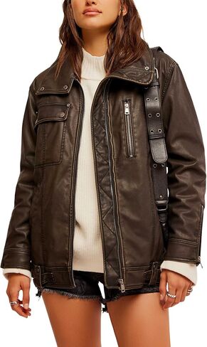 Free People Women's Buckle Up Vegan Leather Jacket in Saudi Arabia