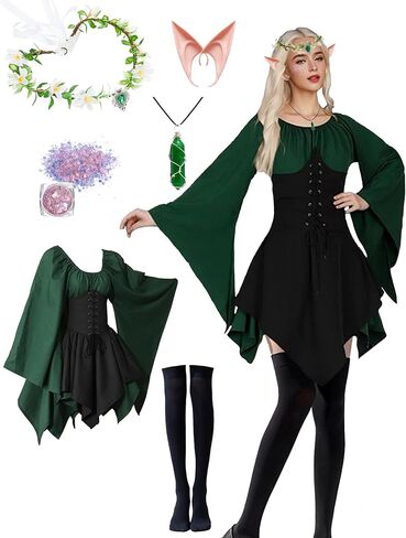 Renaissance Costume Women Fairy Costume for Woman Traditional Irish Dress Women Elf Costume for Carnival Cosplay in Saudi Arabia