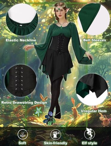 Renaissance Costume Women Fairy Costume for Woman Traditional Irish Dress Women Elf Costume for Carnival Cosplay in Saudi Arabia