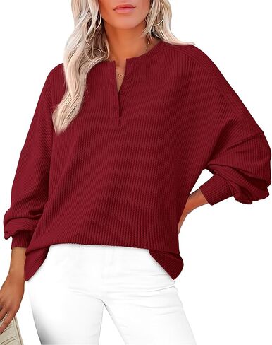 Zenlonr Womens Fall Tops 2024 Long Sleeve Crew Neck Knit Shirts Loose Button Business Casual Blouses Tunics in Kuwait