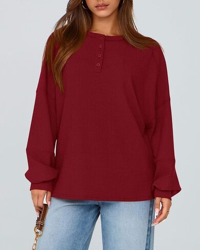 Zenlonr Womens Fall Tops 2024 Long Sleeve Crew Neck Knit Shirts Loose Button Business Casual Blouses Tunics in Kuwait