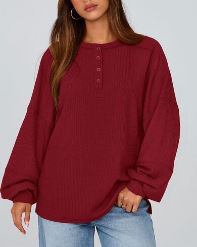 Zenlonr Womens Fall Tops 2024 Long Sleeve Crew Neck Knit Shirts Loose Button Business Casual Blouses Tunics in Kuwait