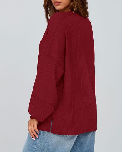 Zenlonr Womens Fall Tops 2024 Long Sleeve Crew Neck Knit Shirts Loose Button Business Casual Blouses Tunics in Kuwait