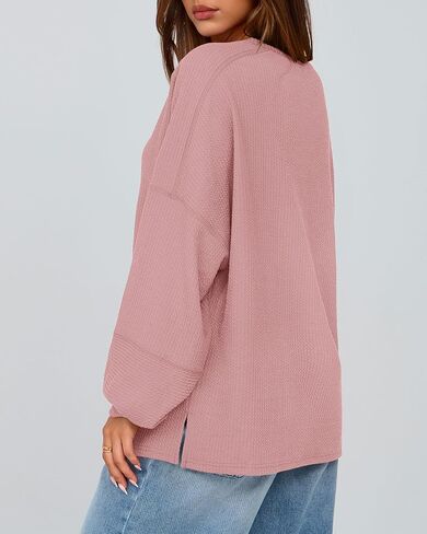 Zenlonr Womens Fall Tops 2024 Long Sleeve Crew Neck Knit Shirts Loose Button Business Casual Blouses Tunics in Kuwait
