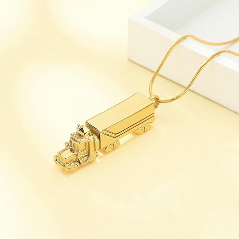 Urn Necklace for Ashes for Men Truck Cremation Jewelry Adults Stainless Steel 18 Wheeler Semi Truck Keepsake Urn Pendant Ashes Memorial Necklaces Jewelry Locket Gifts in Kuwait