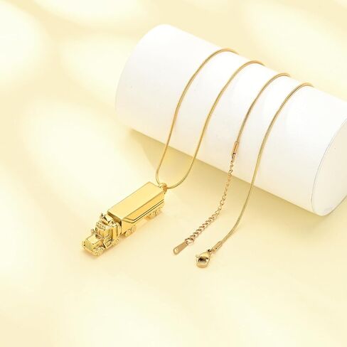 Urn Necklace for Ashes for Men Truck Cremation Jewelry Adults Stainless Steel 18 Wheeler Semi Truck Keepsake Urn Pendant Ashes Memorial Necklaces Jewelry Locket Gifts in Kuwait