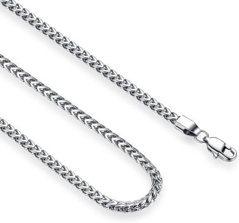 REVEMCN Reve Jewelry 3mm Stainless Steel Franco Chain Necklace for Men and Women, 20-30 Inches in Kuwait