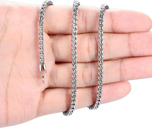 REVEMCN Reve Jewelry 3mm Stainless Steel Franco Chain Necklace for Men and Women, 20-30 Inches in Kuwait