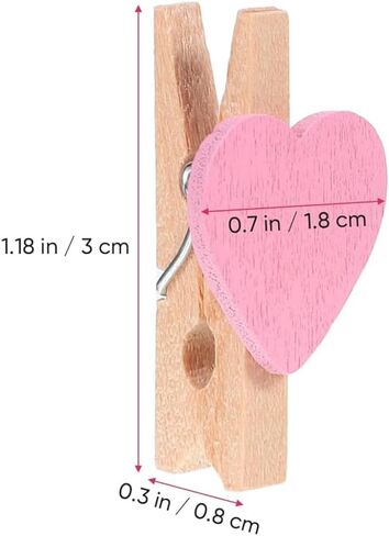 50 Pcs Wooden Clothespins, Wooden Heart Clothespin with Jute Twine, Wooden Heart Clips with Storage Box, Mini Heart Clothes Pins for Photos, Wedding, Baby Shower and Home Decor in Saudi Arabia