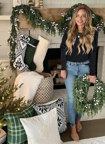 DOROSE Womens Puff Long Sleeve Crewneck Cable Knit Casual Loose Pullover Sweater Tops in Kuwait