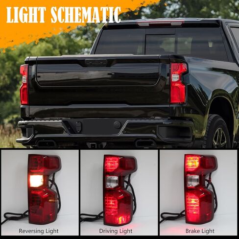 Tail Light Assembly Compatible with 2019-2023 Chevy Silverado 1500 2500HD 3500HD Rear Brake Tail Lamp Halogen Type Including Harness Bulbs Right Passenger Side in Kuwait