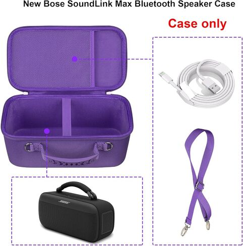 Hard Travel Case for New Bose SoundLink Max Large Portable Waterproof Bluetooth Speaker Protective Carrying Pouch Bag with Mesh Pocket fit USB-Cable and Other Small Accessories, Blue in Kuwait