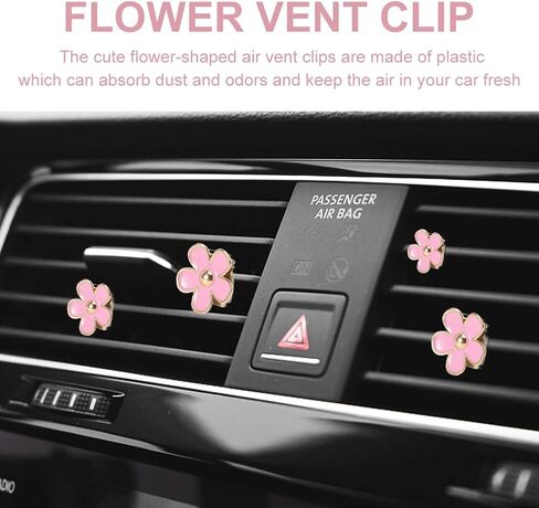 10Pcs Car Accessories Set,PU Leather Steering Wheel Cover Air Vent Clip Car Accessories,with Seat Belt Cover Coaster Shiny Start Button Ring Sticker for Decorating Your Car Interior(Pink) in Saudi Arabia