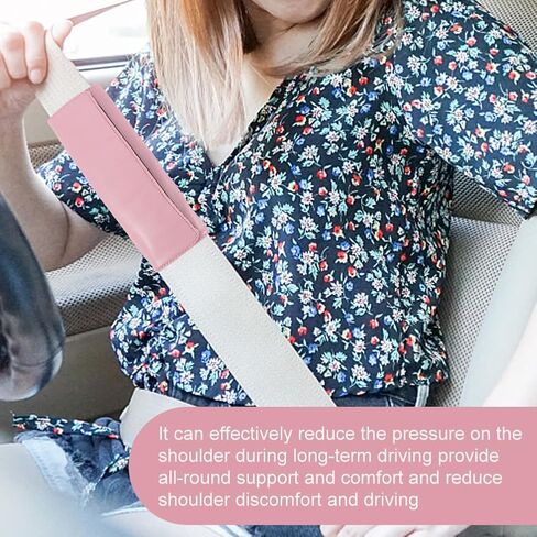 10Pcs Car Accessories Set,PU Leather Steering Wheel Cover Air Vent Clip Car Accessories,with Seat Belt Cover Coaster Shiny Start Button Ring Sticker for Decorating Your Car Interior(Pink) in Saudi Arabia