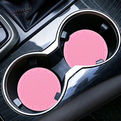 10Pcs Car Accessories Set,PU Leather Steering Wheel Cover Air Vent Clip Car Accessories,with Seat Belt Cover Coaster Shiny Start Button Ring Sticker for Decorating Your Car Interior(Pink) in Saudi Arabia