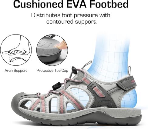 DREAM PAIRS Women's Closed Toe Hiking Sandals | Quick-dry closed toe sandals with EVA cushioning, water shoes with adjustable straps for hiking, travel and water adventure in Kuwait