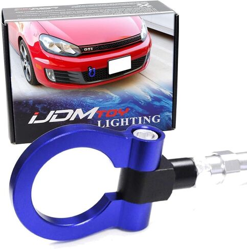 iJDMTOY Red Track Racing Style Tow Hook Ring متوافق مع Volkswagen: 06-14 Golf GTI MK5 MK6 R32 Rabbit، 05-10 Jetta (MK5)، متوافق مع Audi: 06-14 TT (MK2)، مصنوع من الألومنيوم خفيف الوزن in Saudi Arabia