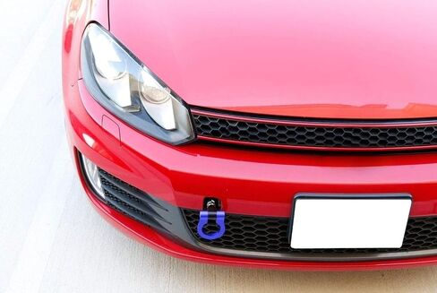 iJDMTOY Red Track Racing Style Tow Hook Ring متوافق مع Volkswagen: 06-14 Golf GTI MK5 MK6 R32 Rabbit، 05-10 Jetta (MK5)، متوافق مع Audi: 06-14 TT (MK2)، مصنوع من الألومنيوم خفيف الوزن in Saudi Arabia