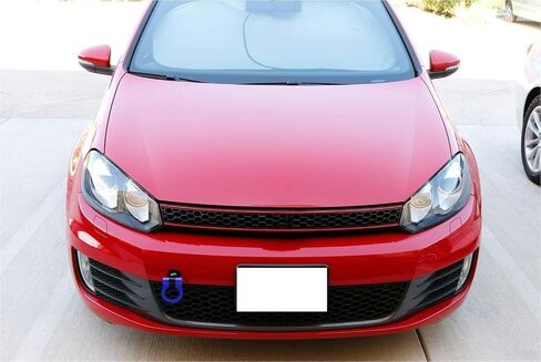 iJDMTOY Red Track Racing Style Tow Hook Ring متوافق مع Volkswagen: 06-14 Golf GTI MK5 MK6 R32 Rabbit، 05-10 Jetta (MK5)، متوافق مع Audi: 06-14 TT (MK2)، مصنوع من الألومنيوم خفيف الوزن in Saudi Arabia