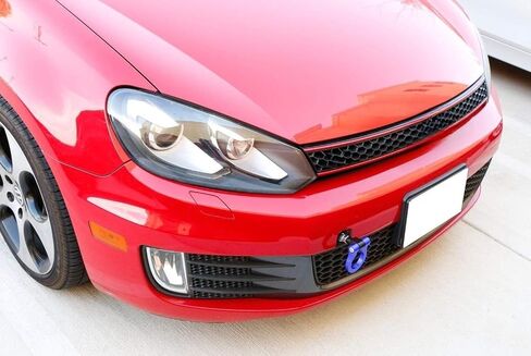 iJDMTOY Red Track Racing Style Tow Hook Ring متوافق مع Volkswagen: 06-14 Golf GTI MK5 MK6 R32 Rabbit، 05-10 Jetta (MK5)، متوافق مع Audi: 06-14 TT (MK2)، مصنوع من الألومنيوم خفيف الوزن in Saudi Arabia