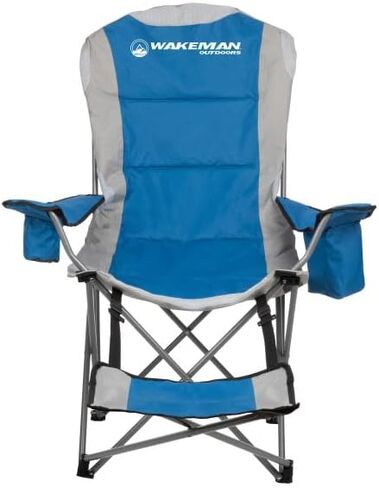 Wakeman Camping Chair with Foot Rest - 300lb Capacity Beach Chair with Footrest, Cupholder, and Cooler Pouch - Portable Chair Outdoors (Green) in Saudi Arabia